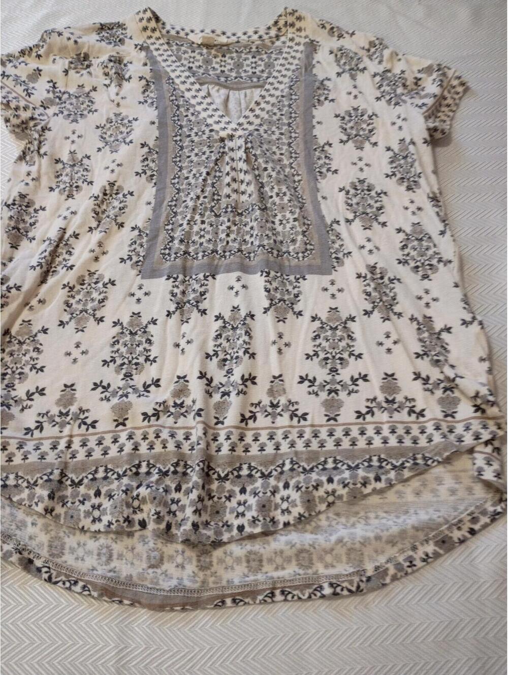 Bohemian Style Floral Print Short Sleeve Blouse